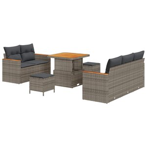 vidaXL Ensemble de canapé de jardin 8 Pièces Gris polyrotin