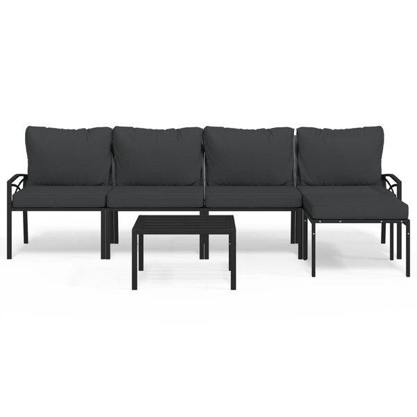 vidaXL Salon de jardin 6 Pièces avec coussins gris acier