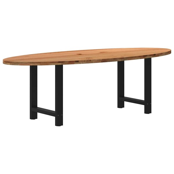 vidaXL Table à manger marron clair bois de chêne massif ovale