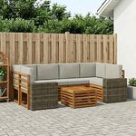 vidaXL Ensemble de canapés d'extérieur 7 Pièces Naturel et gris clair
