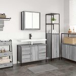 vidaXL Ensemble de mobilier de salle de bain 2 Pièces Gris sonoma et Noir
