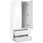 Armoire Image 60A - 2 portes battantes - 2 tiroirs - Blanc Mat - 80 x 191 x 55 cm