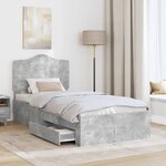 vidaXL Cadre de lit Gris béton 100 x 200 cm Bois d'ingénierie