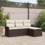 vidaXL Ensemble de canapé de jardin avec coussin 4 Pièces Marron et crème