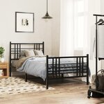 vidaXL Cadre de lit métal sans matelas avec pied de lit noir 90x190 cm