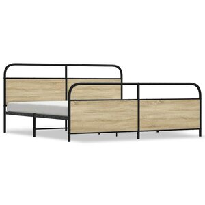 vidaXL Cadre de lit en métal sans matelas chêne sonoma 183x213 cm