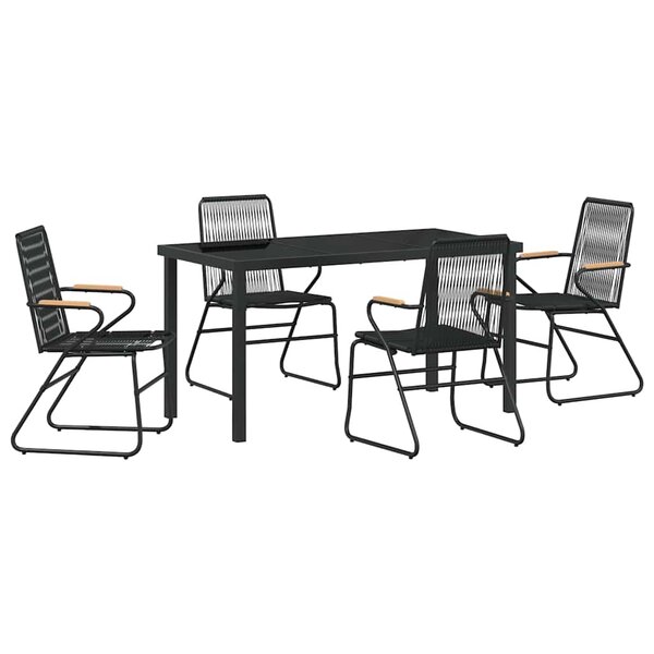 vidaXL Ensemble de salle à manger pour jardin 5 Pièces Noir