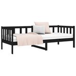 vidaXL Lit de jour Noir 90x190 cm Bois de pin massif
