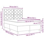 Lit à ressorts vidaXL avec matelas Gris clair 140x200 cm Velours