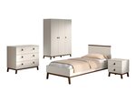 Ensemble Chambre sezane lit 90x200 + chevet + armoire 3 portes + commode clay