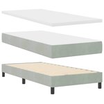 vidaXL Cadre de Lit Box Spring avec Matelas Gris Clair 90x200 cm Velours