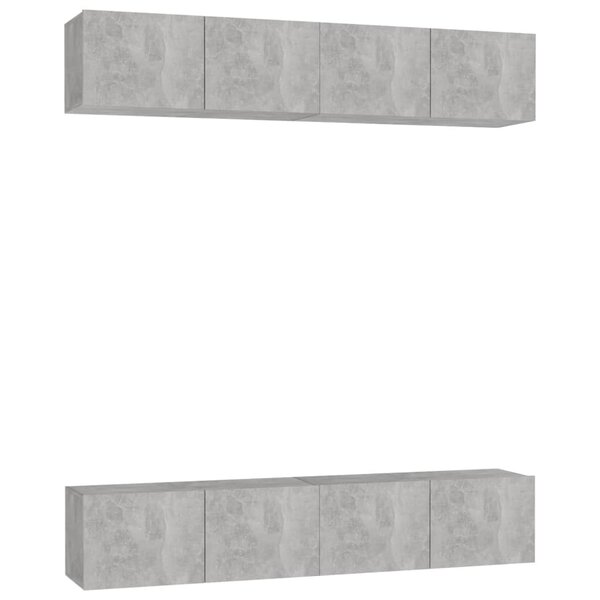 vidaXL Meubles TV 4 Pièces Gris béton 80x30x30 cm Bois d'ingénierie