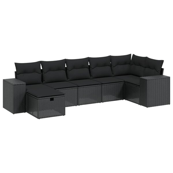 vidaXL Salon de jardin 8 Pièces avec coussins noir résine tressée