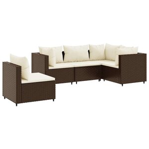 vidaXL Salon de jardin 5 Pièces avec coussins Marron Résine tressée