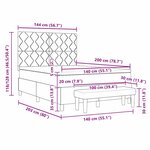vidaXL Lit à ressorts avec matelas Gris foncé 140 x 200 cm tissu