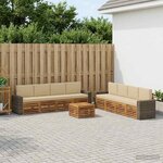 vidaXL Ensemble de canapés d'extérieur 9 pc Naturel et Beige
