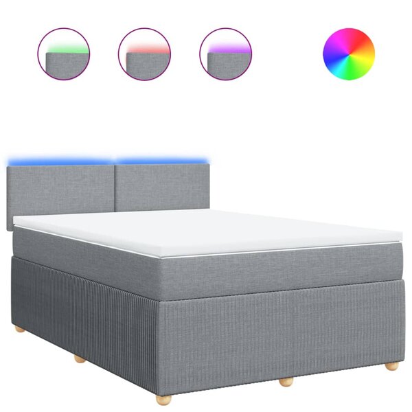 vidaXL Sommier à lattes de lit avec matelas Gris clair 160x200cm Tissu