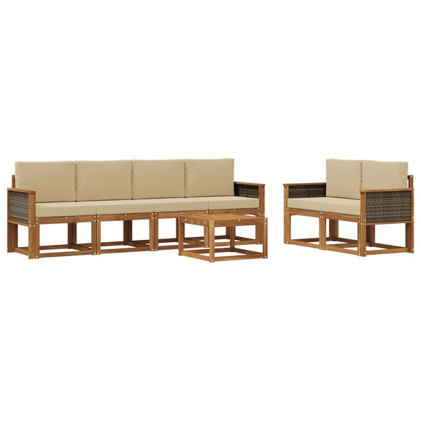 vidaXL Ensemble de canapés d'extérieur 6 pc Naturel