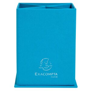 Pot À Crayons Carré 4 Compartiments Carton Teksto - Turquoise - X 8 - Exacompta