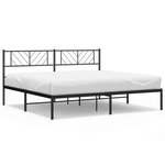 vidaXL Cadre de lit métal sans matelas et tête de lit noir 180x200 cm