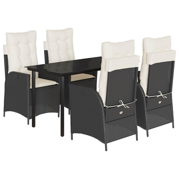 vidaXL Ensemble à manger de jardin coussins 5Pièces Noir Résine tressée