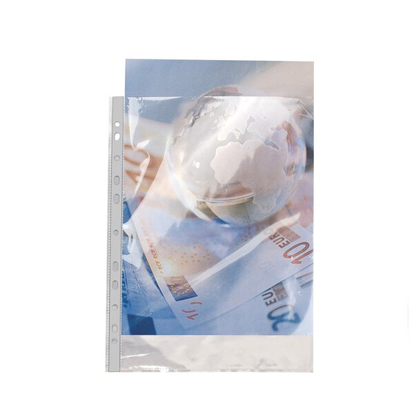 10 Etuis de 100 pochettes perforées polypropylène lisse haute résistance 9/100e A4 Cristal EXACOMPTA