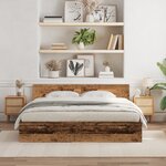 vidaXL Cadre de lit avec tête de lit - Bois ancien - 180 x 200 cm
