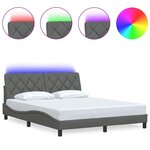 vidaXL Cadre de lit avec LED sans matelas gris foncé 160x200 cm tissu