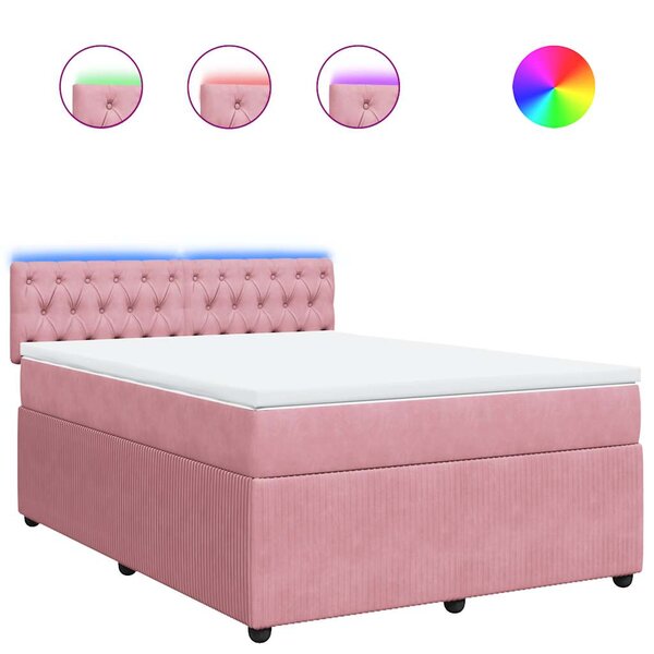vidaXL Sommier à lattes de lit avec matelas Rose 140x200 cm Velours