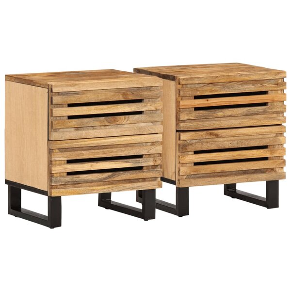 vidaXL Tables de chevet 2 Pièces 40x34x46 cm bois massif de manguier brut