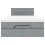 vidaXL Lit ottoman avec matelas gris clair 120x200 cm tissu
