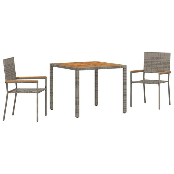 vidaXL Ensemble de salle à manger pour jardin 3 Pièces Gris polyrotin