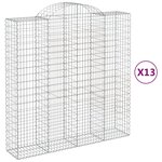vidaXL Paniers à gabions arqués 13 Pièces 200x50x200/220 cm Fer galvanisé