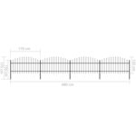 vidaXL Clôture de jardin à dessus en lance Acier (1-1 25)x6 8 m Noir