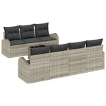 vidaXL Ensemble de canapés de jardin 8 pièces avec coussins gris clair en poly rattan