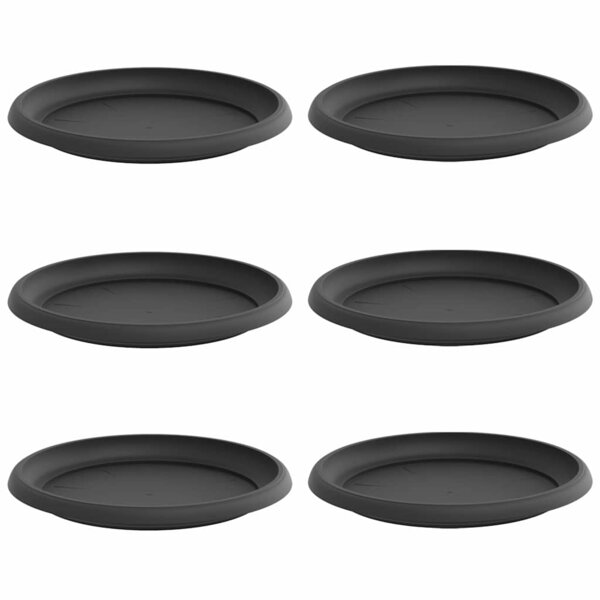 vidaXL Plateau à fleurs rond 6 Pièces Noir Ø 14 x 2 cm Plastique