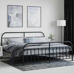 vidaXL Cadre de lit métal sans matelas avec pied de lit noir 200x200cm