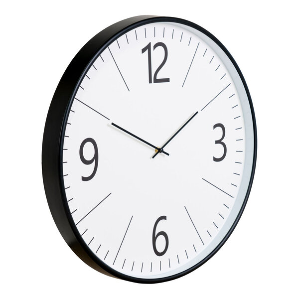 Horloge ronde murale en plastique noir et blanc Ø 51 cm