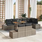 vidaXL Ensemble de salle à manger pour jardin 9 Pièces Gris  Marron