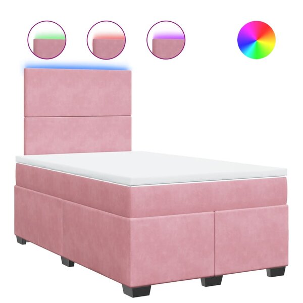 vidaXL Sommier à lattes de lit avec matelas Rose 120x200 cm Velours