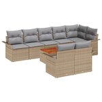 vidaXL Ensemble de canapé de jardin 9 Pièces Beige Poly rotin