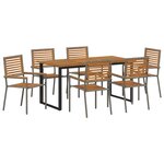 vidaXL Ensemble de salle à manger pour jardin 7 Pièces Gris
