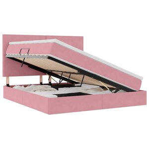 vidaXL Lit de rangement LED avec matelas Rose 160 x 200 cm Velours