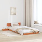 vidaXL Cadre de lit au sol avec tables de chevet Marron ciré 100x200cm en bois massif