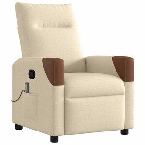 vidaXL Fauteuil de massage inclinable Crème Tissu