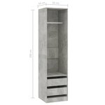 vidaXL Garde-robe avec tiroirs Gris béton 50x50x200 cm Bois ingénierie