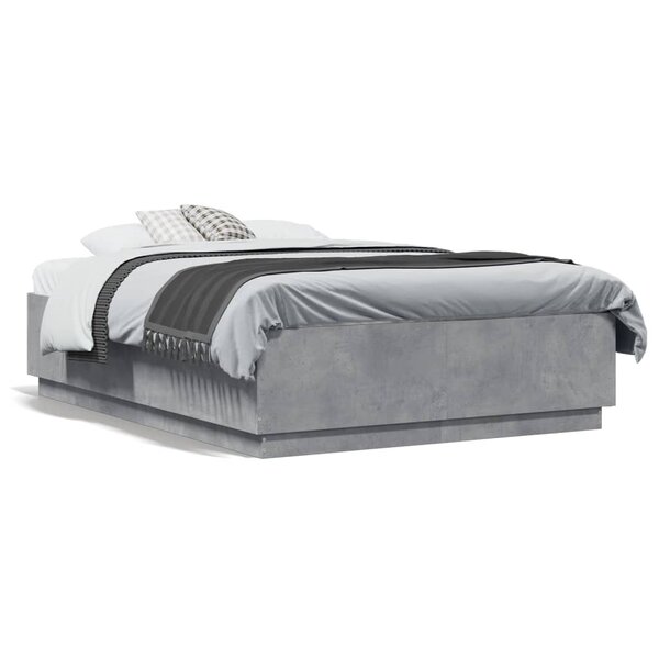 vidaXL Cadre de lit sans matelas gris béton 140x190 cm