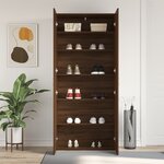 vidaXL Cabinet à chaussures en chêne marron 80x35 5x180 cm en bois reconstitué