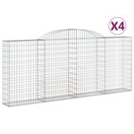 vidaXL Paniers à gabions arqués 4 Pièces 300x30x120/140 cm fer galvanisé