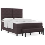 vidaXL Lit à ressorts avec matelas Marron foncé 160 x 200 cm tissu